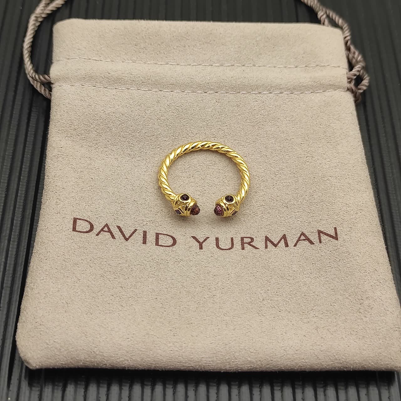David Yurman Gold-Tone Open Ring with Gemstone Accents